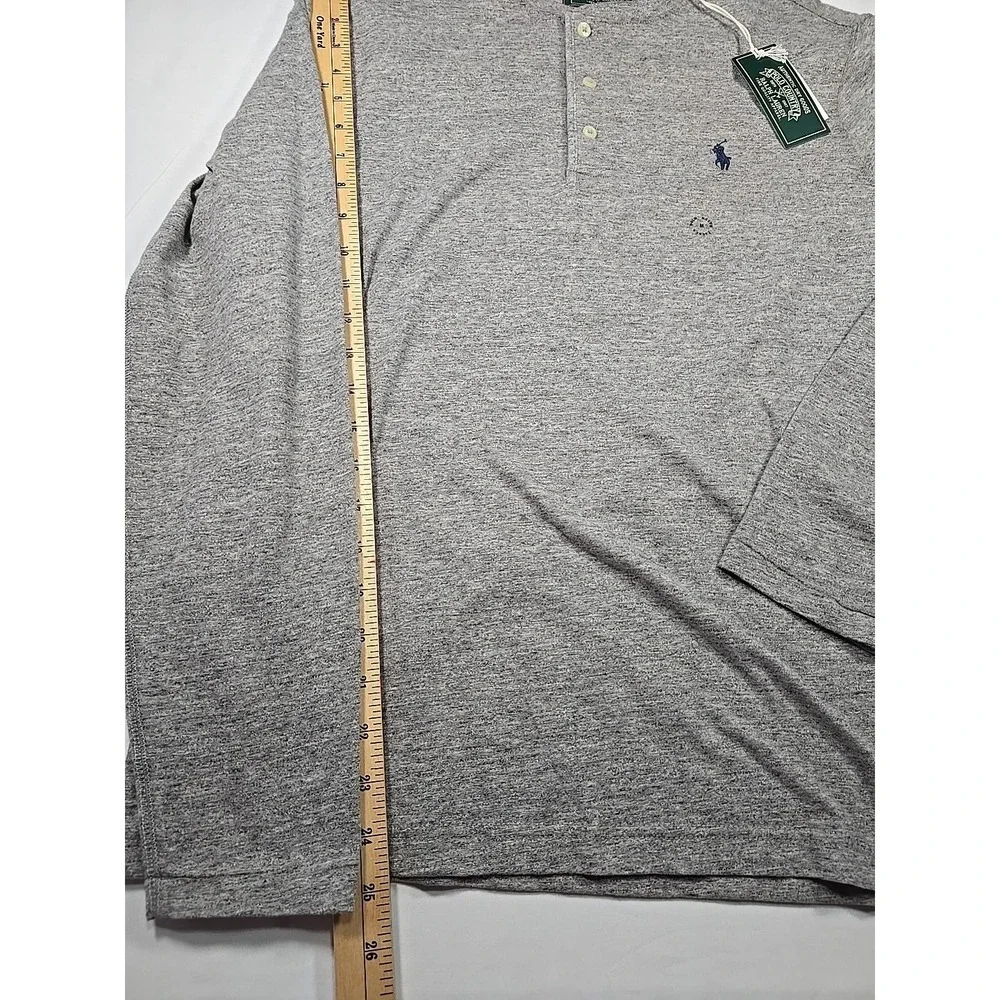 Polo Country Ralph Lauren Mens L/S Gray Medium Henley Shirt Logo Classic Fit nwt